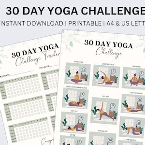 30 Day Yoga Challenge Yoga Tracker Printable Yoga Challenge Home ...