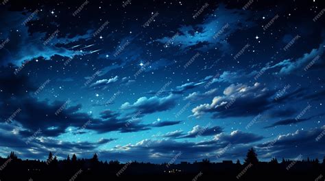 Premium AI Image | anime night sky with stars and clouds