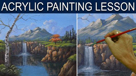 Acrylic Landscape Painting Tutorial The Waterfall in the Cliff Step by Step Real Time by JM ...