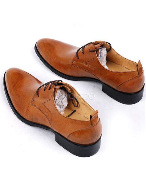 Elegant Brown Almond Toe Cowhide Men's Dress Shoes - Milanoo.com