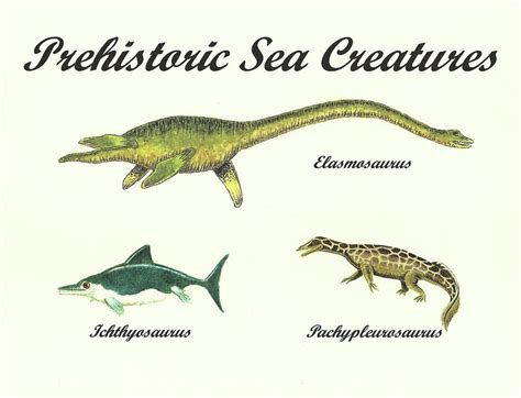 Prehistoric Sea Creatures Montage - Landscape Painting by Michael ...