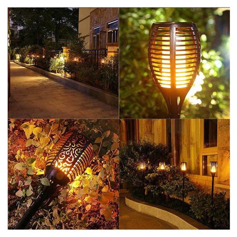 New LED Flame Lamp Waterproof 51LEDs Lawn Flame Flickering Torch Light Outdoor Solar LED Fire ...