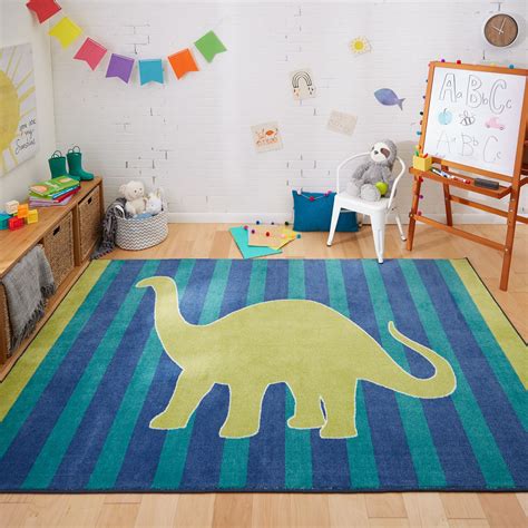 Mohawk Friendly Dinosaur Blue 3'9" x 5' Accent Rug, Green | Kids area rugs, Playroom area rugs ...