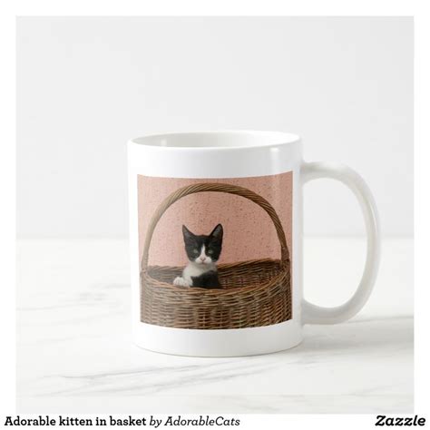 Adorable kitten in basket coffee mug #cute #cuteanimals #kittens #cat # ...