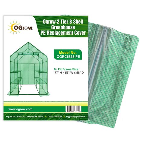 2 Tier 8 Shelf Greenhouse PE Replacement Cover - To Fit Frame Size 77 ...