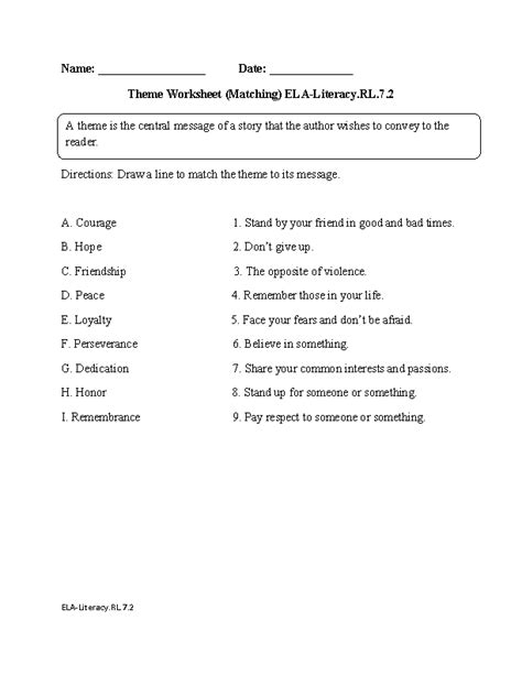 7th Grade Common Core | Reading Literature Worksheets