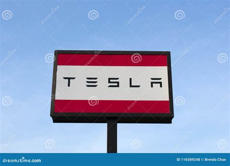 Tesla Sign at a Dealership editorial stock photo. Image of sign - 116589248