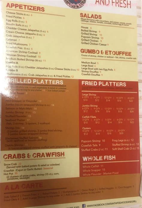 Online Menu of Santa Fe Seafood & Grill Restaurant, Santa Fe, Texas, 77517 - Zmenu