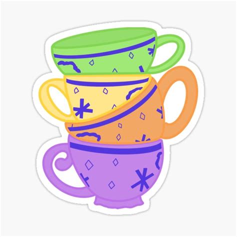 "Stacked tea cups" Sticker for Sale by MacAndBri | Redbubble