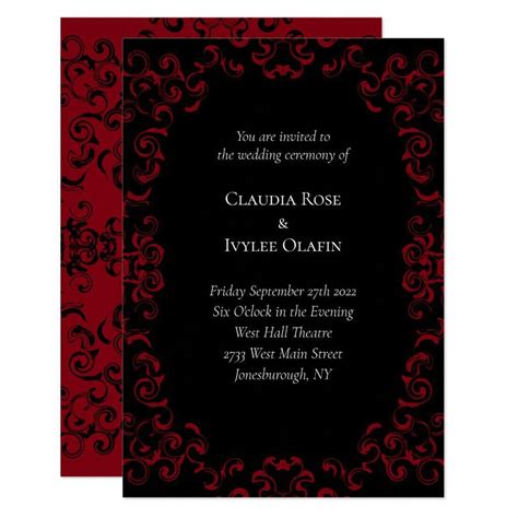 Red & Black Swirl Gothic Wedding Invitations | Zazzle | Gothic wedding ...