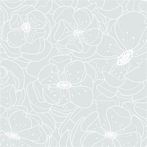 Anewall Hibiscus Modern Classic Delicate Soft Blue Floral Wallpaper