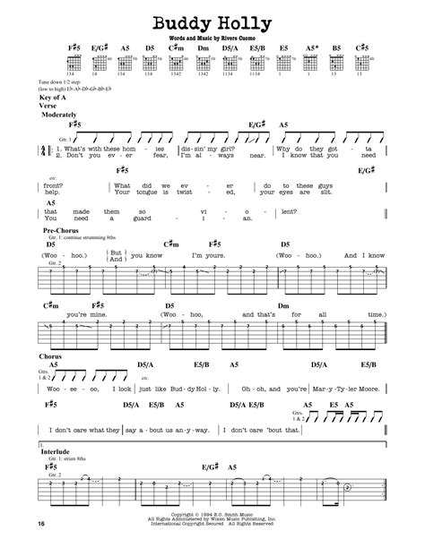 Buddy Holly by Weezer - Guitar Lead Sheet - Guitar Instructor