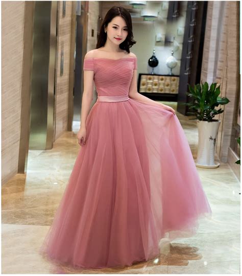 Aliexpress.com : Buy 2016 New Dusty Pink Cheap Bridesmaid Dresses Long Off The Shoulder Tulle In ...
