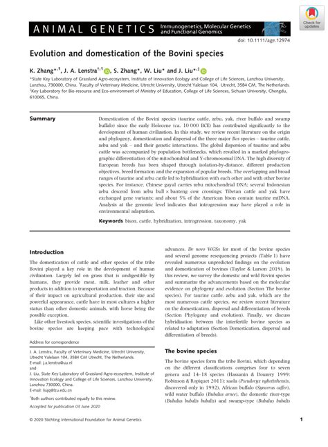 (PDF) Evolution and domestication of the Bovini species