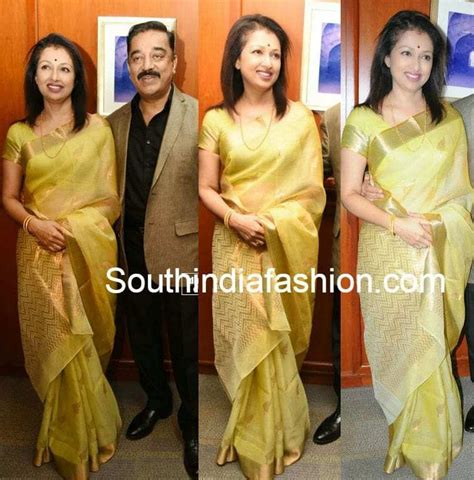 Gautami in Yellow Silk Saree – South India Fashion