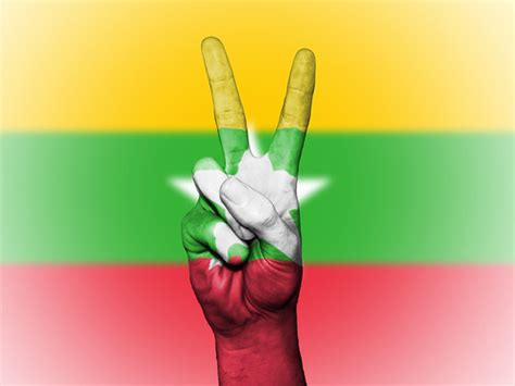 Peace Symbol with National Flag of Burma | Hand showing the … | Flickr