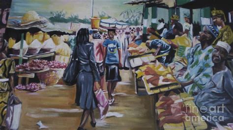 African Market Painting by Prince Lawal Oladimeji - Fine Art America