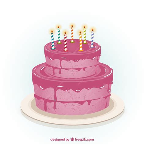 Free Vector | Pink birthday cake