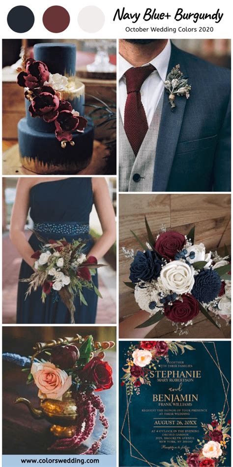 navy blue and burgundy wedding colors - Tarah Lira