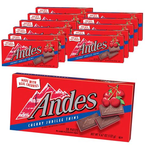 Andes Mints Cherry Jubilee Thins Chocolates, 28-Piece Box, 4.67 Ounce Packages - 12 Count Case ...