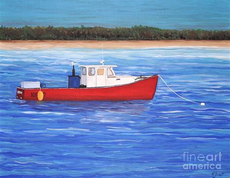 The Red Boat Painting by Reb Frost - Fine Art America