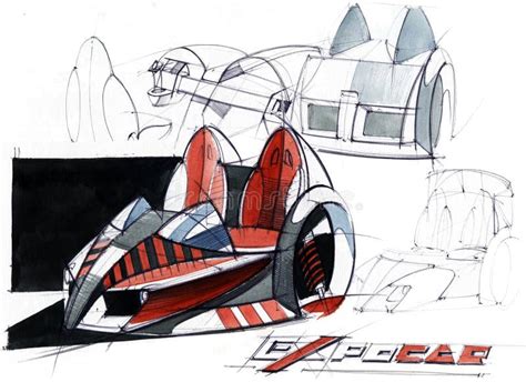 Sketch Design Is An Exclusive Compact Electric Car Project For The City. Stock Illustration ...