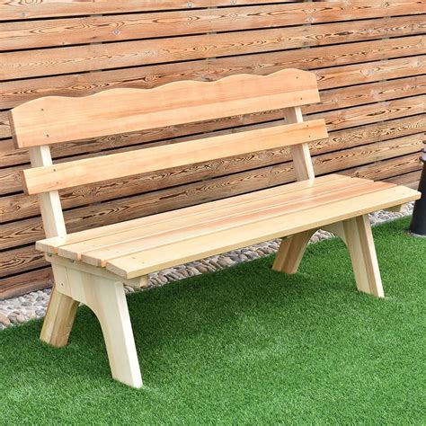 Giantex 5 Ft 3 Seats Outdoor Wooden Garden Bench Chair Modern Wood ...