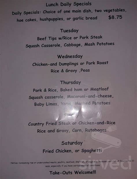 Bradley's Seafood Steaks menu in Palatka, Florida, USA