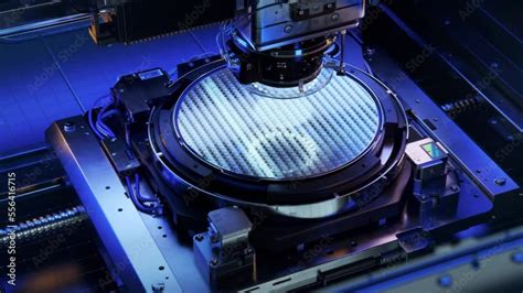 Silicon Wafer during Photolithography Process. Shot of Lithography ...