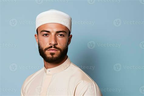 Muslim man with a beard wearing kufi. 26489291 Stock Photo at Vecteezy