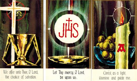 Liturgical Symbols Holy Card Set - set of 3 - Vintage