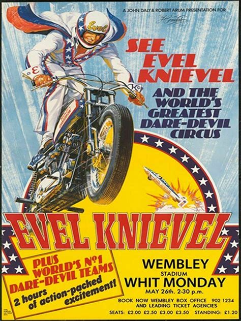 Evel Knievel Motorbike Stunts Retro Wembley Metal Wall Sign Plaque - 1970-Now