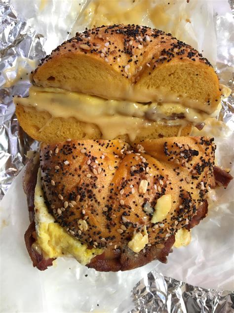 Bacon egg and cheese on an egg everything bagel | Everything bagel, Bacon egg and cheese, Bagel