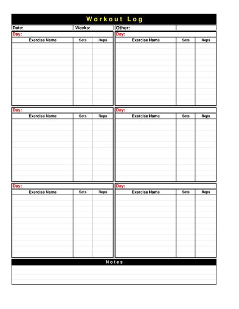 Free Printable Simple Workout Log - Customize and Print