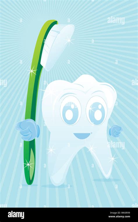 illustration of happy tooth with brush Stock Photo - Alamy