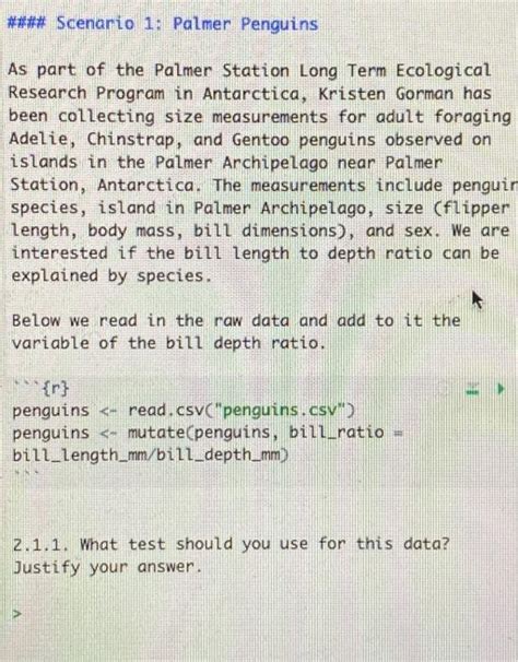 Solved \#\#\# Scenario 1: Palmer Penguins As part of the | Chegg.com