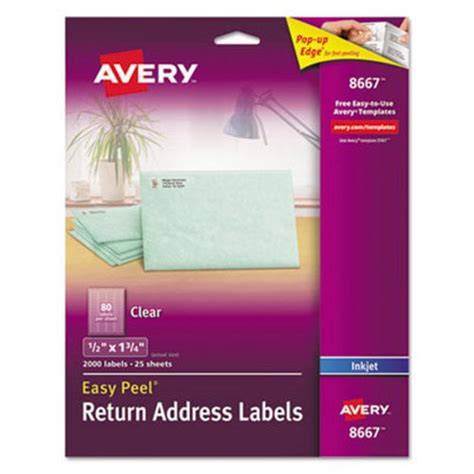 Avery 8667 Clear Return Address Labels, 1/2" x 1-3/4", 2,000 Labels - Walmart.com