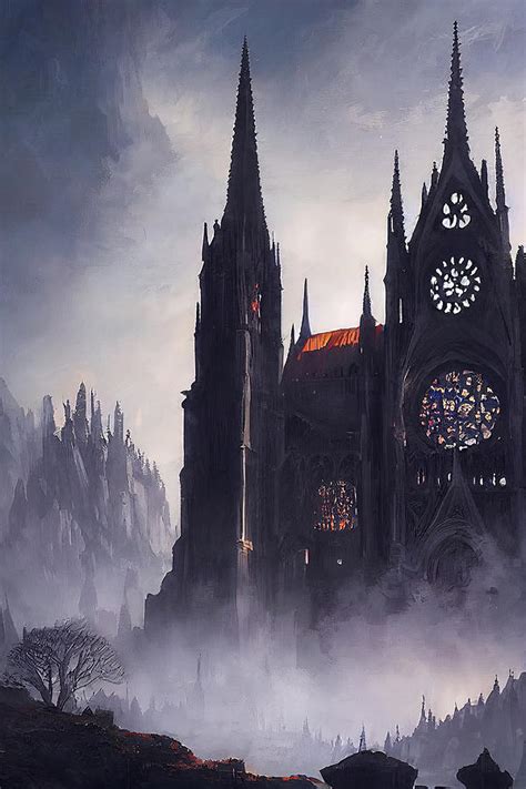 Gothic Cathedral among the mountains, 03 Painting by AM FineArtPrints ...