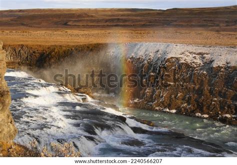 Rainbow On Gullfoss Waterfall Golden Falls Stock Photo 2240566207 | Shutterstock