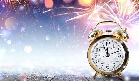 New Year Clock Fireworks Wallpaper