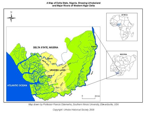 A Map of Delta State, Nigeria, Showing Urhoboland and Major Rivers of Western Niger Delta