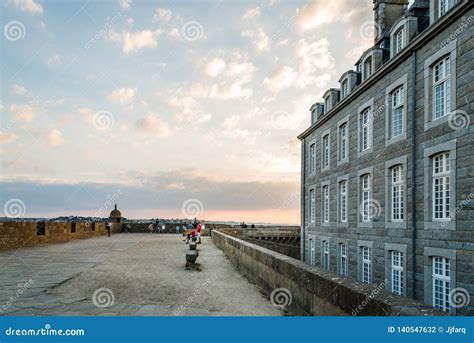 Promenade on Ramparts and Cityscape at Sunset Editorial Photography ...