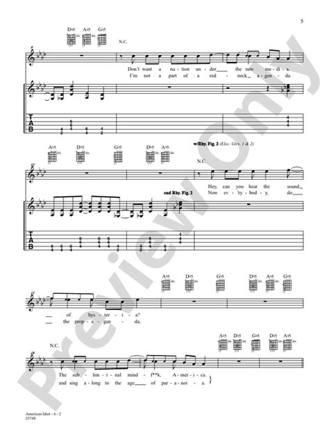 American Idiot (Live Version): Guitar: Green Day - Digital Sheet Music Download