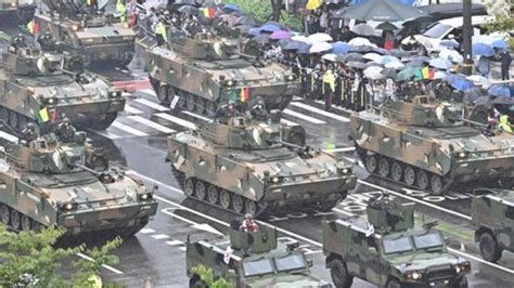 South Korea stages first military parade in a decade