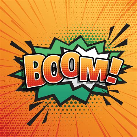 Comic sound boom text effect of boom in pop style art, png | PNGEgg