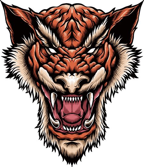 illustration of tiger head art for art work 38287323 Vector Art at Vecteezy