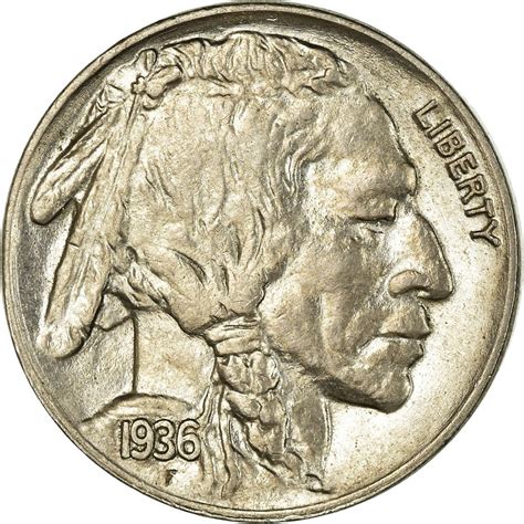 Five Cents 1936 Buffalo Nickel, Coin from United States - Online Coin Club