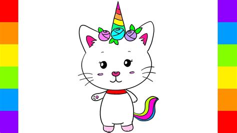 how to draw a unicorn cat step by step easy - YouTube