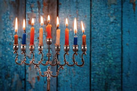 Lighting Candles in Menorah for Hanukkah Stock Image - Image of hanukiah, hannukah: 161320873