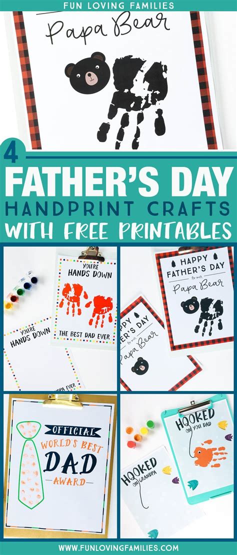 4 Father's Day Handprint Ideas with Free Printables - Fun Loving Families